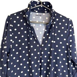 Lands End Womens Polka Dot Swim Cover Up Tunic L/P 14-16 Nylon/Spandex
